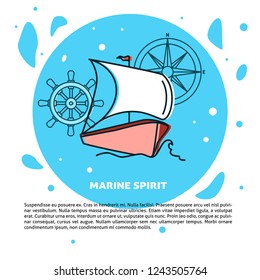 Marine travel concept banner template with place for text