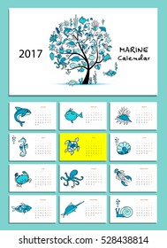 Marine tree. Design calendar 2017