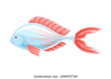 Marine tropical exotic light blue fish with red fins vector illustration