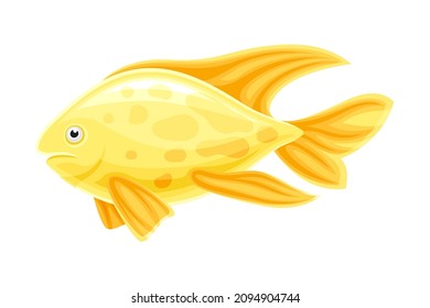 Marine tropical fish. Beautiful golden exotic fish vector illustration