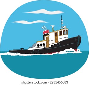 Marine Tug Boat Vector Illustration