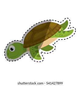 Marine turtle cartoon icon vector illustration graphic design