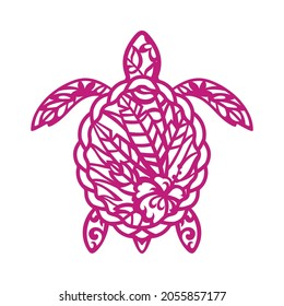 Marine Turtle Template. Reptile Stencil. Ocean Animal Logo. Underwater Fauna. Vector Illustration