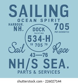 Marine typography, t-shirt graphics, vectors