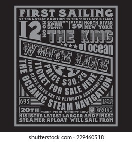 Marine typography, t-shirt graphics, vectors