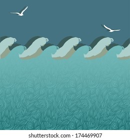 marine underwater background - vector illustration