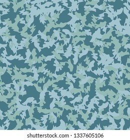 Marine or urban camouflage of various shades of blue colors. It is a colorful seamless pattern that can be used as a camo print for clothing and background and backdrop or computer wallpaper