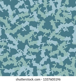 Marine or urban camouflage of various shades of blue colors. It is a colorful seamless pattern that can be used as a camo print for clothing and background and backdrop or computer wallpaper