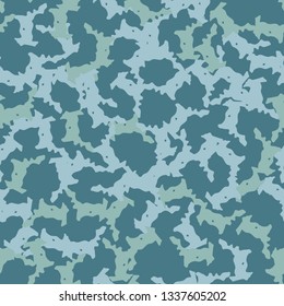Marine or urban camouflage of various shades of blue colors. It is a colorful seamless pattern that can be used as a camo print for clothing and background and backdrop or computer wallpaper