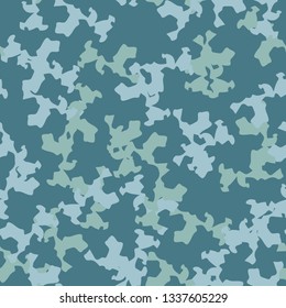 Marine or urban camouflage of various shades of blue colors. It is a colorful seamless pattern that can be used as a camo print for clothing and background and backdrop or computer wallpaper