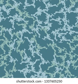 Marine or urban camouflage of various shades of blue colors. It is a colorful seamless pattern that can be used as a camo print for clothing and background and backdrop or computer wallpaper