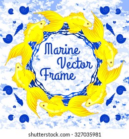 Marine vector frame goldfish