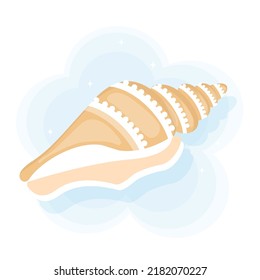 Marine vector illustration of a seashell in a flat style