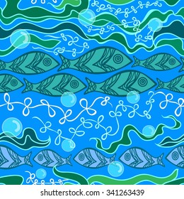 Marine vector seamless background