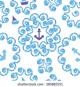 Marine vector seamless pattern