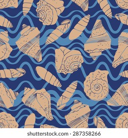 Marine vector seamless pattern