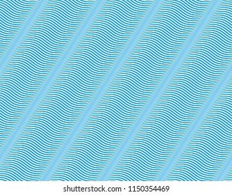 Marine vector seamless pattern with stylized blue waves, curve lines abstract repeat tiling background. Water Wave abstract design.