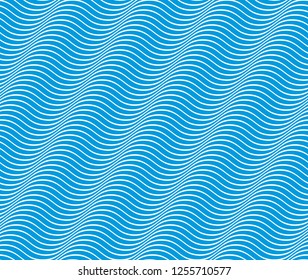 Marine vector seamless pattern with stylized blue waves, curve lines abstract repeat tiling background. Water Wave abstract design.