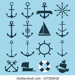 marine vector set  icons