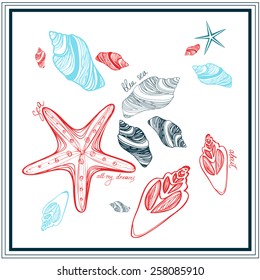 Marine vector set isolated