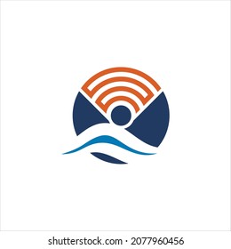 marine vector template logo signal
