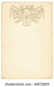 marine vector vignette on old paper background