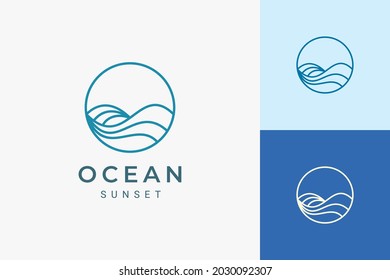 Marine or water theme logo in simple ocean wave circle shape