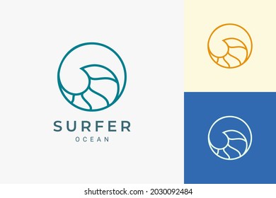 Marine or water theme logo in simple ocean wave circle shape