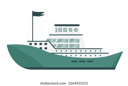 Marine watercraft transport. Fishing sailboat, sea ship transportation vector illustration