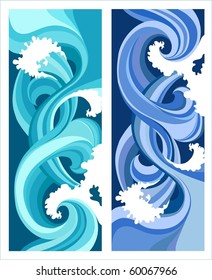 marine waves, stylized design