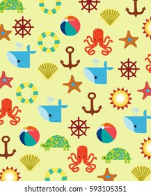 marine: whale, octopus, turtle, starfish, anchor, lifeline