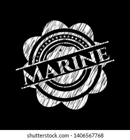 Marine written on a blackboard. Vector Illustration. Detailed.