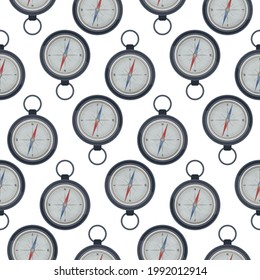 Mariner's compass flat icon seamless pattern.