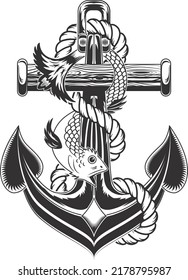 Mariner-Kreuz mit einem Fisch für christliche Symbolik