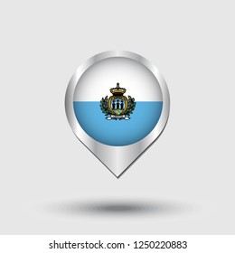 Marino flag map pointer with shadow. Vector illustration