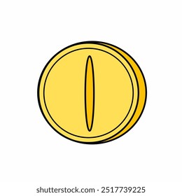 Mario Gold coin on white isolated. Cute character game gold coin. Bros gold coin. Yellow Color pixel box with coin mark. , logo, retro. illustration.