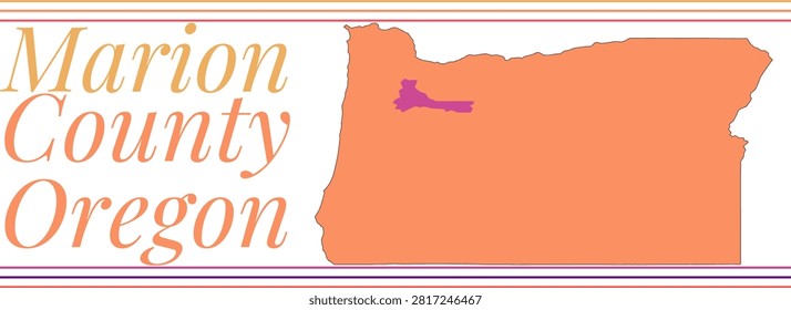 Marion County Oregon Highlighted on State Map