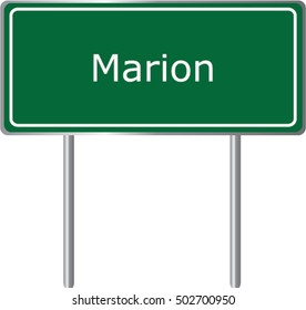 Marion , Illinois , road sign green vector illustration, road table, USA city