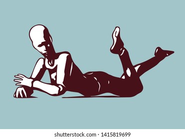 Marionette 4, vector illustration. Emotional doll. Android female