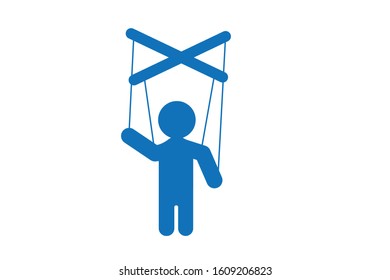 marionette puppet silhouette icon vector (blue vector)