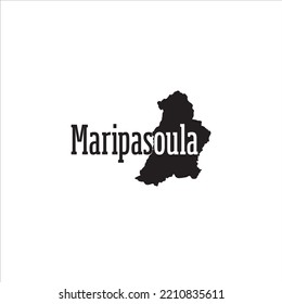 Maripasoula map and black lettering design on white background