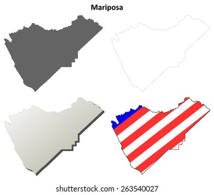 Mariposa County (California) outline map set 