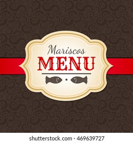Mariscos Menu - Seafood Menu spanish text - vector restaurant menu cover template