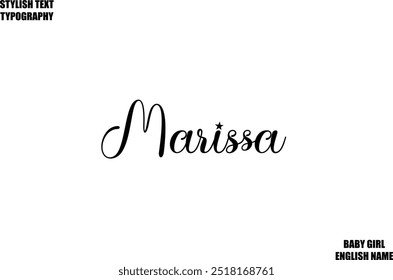 Marissa Woman's Name Hand Drawn Lettering Vector Cursive Text Typography