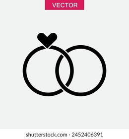 Vector de ícono de Estado marital, anillos de boda Vector plano ilustración de estilo de moda sobre fondo blanco..eps