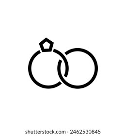 Marital status line icon, wedding rings sign flat trendy style illustration for web and app on white background..eps