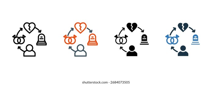 Estado civil ícone múltiplo estilo vetor ilustração