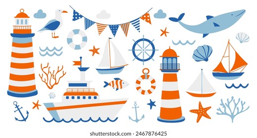 Maritime Adventure: Nautical Theme Illustration Set