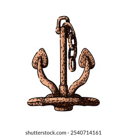 maritime anchor hand drawn. classic timeless, rustic heritage, old fashioned maritime anchor vector sketch. isolated color illustration