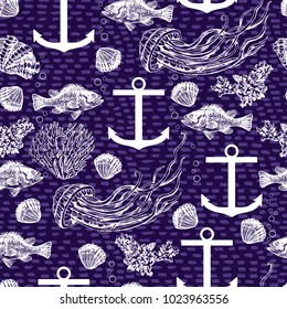 Maritime decorative hand drawn pattern